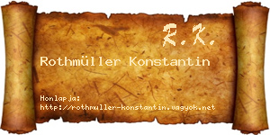 Rothmüller Konstantin névjegykártya